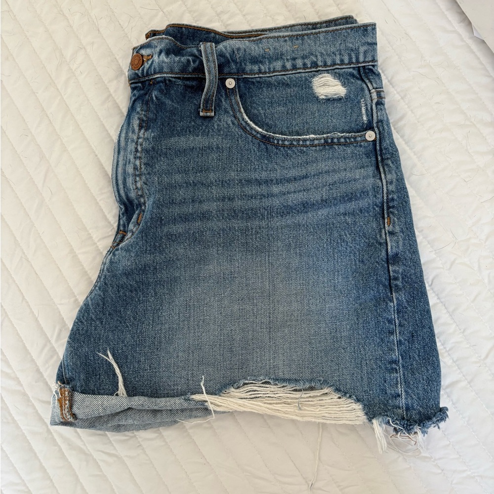 Madewell Blue Distressed Denim Shorts